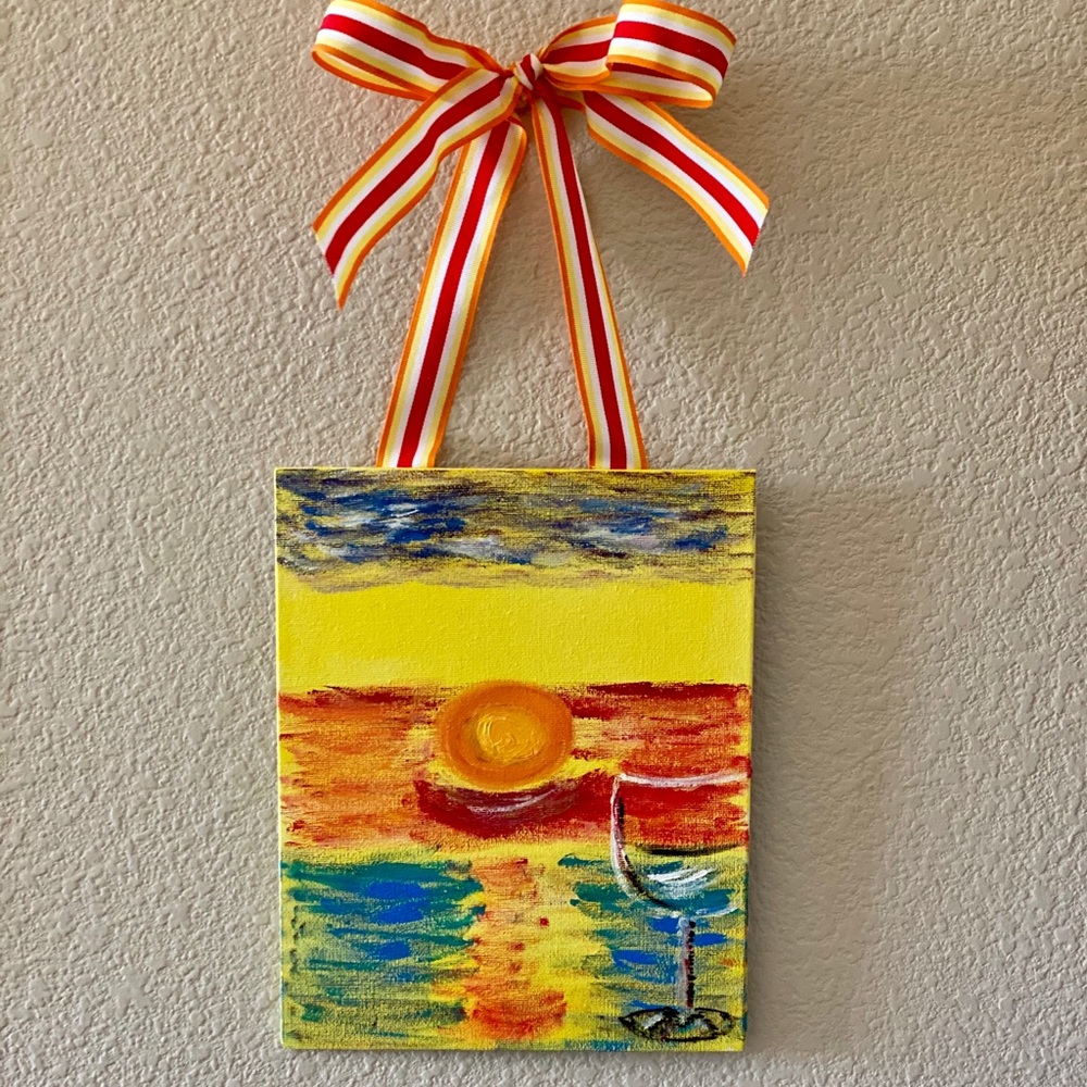 Wine at Sunset Painting